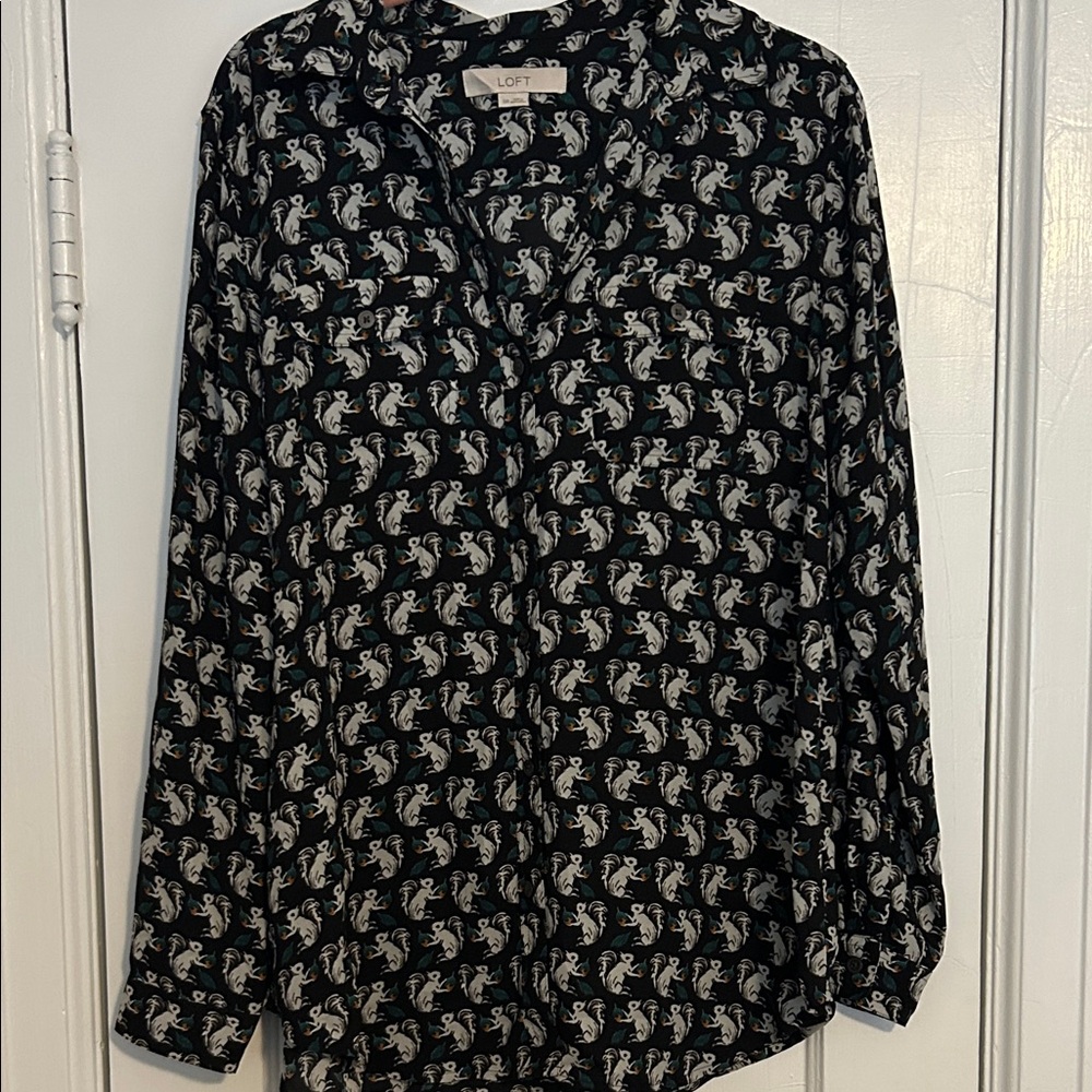 LOFT Maternity Patterned Button Down Shirt